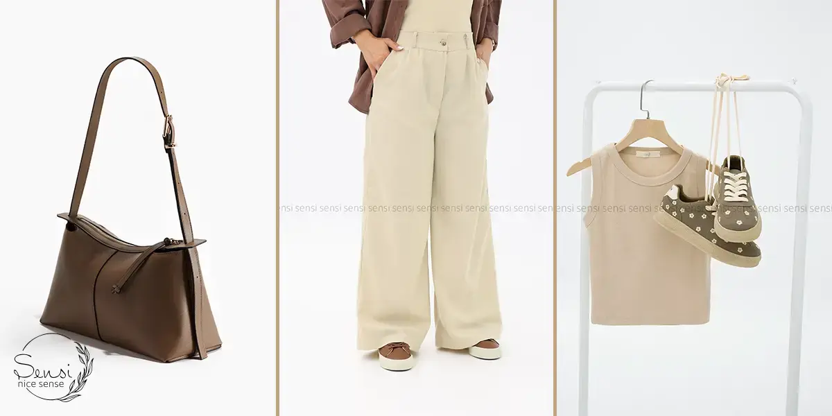  استایل راحت با شلوار نخی گشاد و تاپ ساده