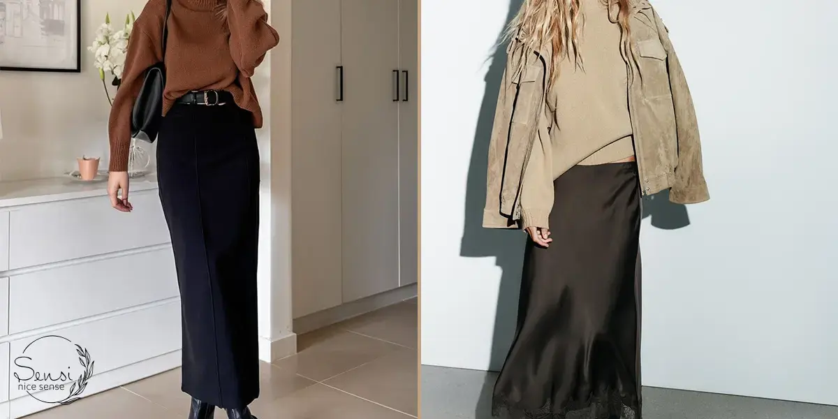 ایده‌های رنگی برای ست پلیور و دامن 