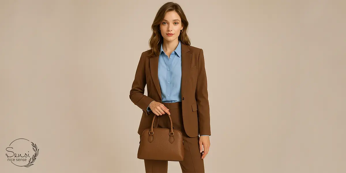 ست کردن رنگ آبی آسمانی و موکا 