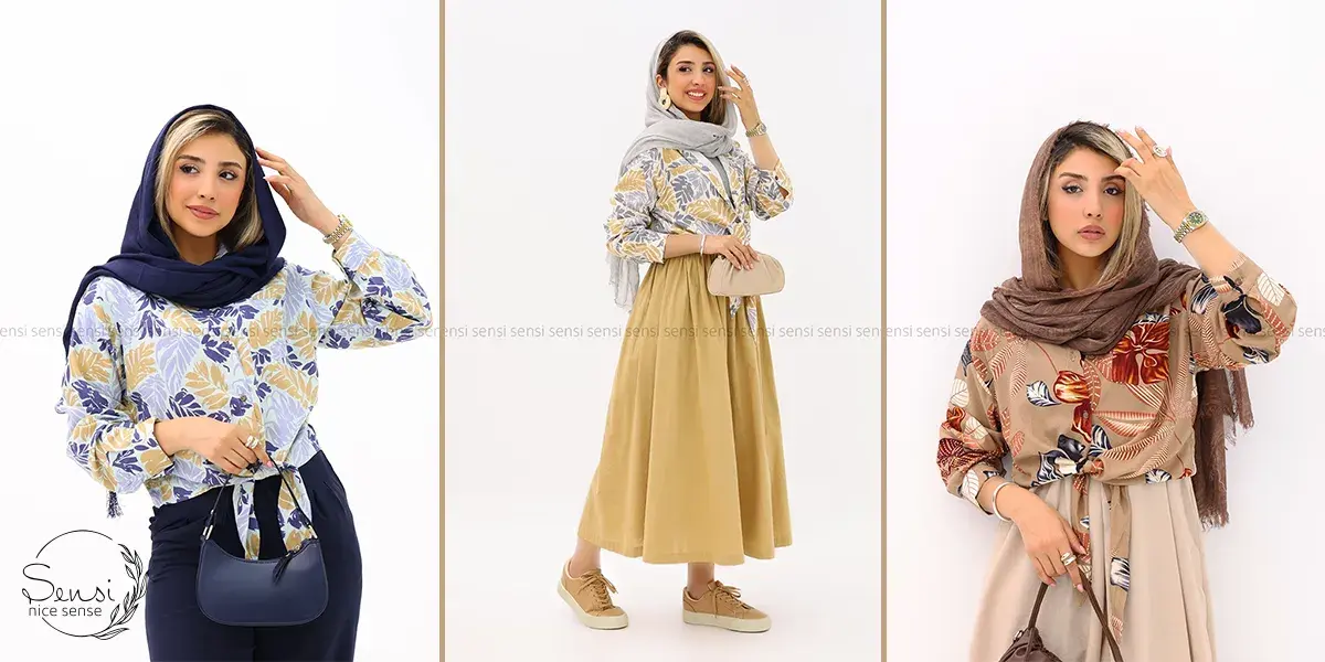 شومیز با کمربند پارچه‌ای