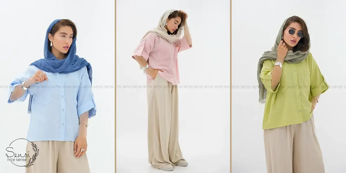 شومیز لینن و نخی در استایل لایه‌ای