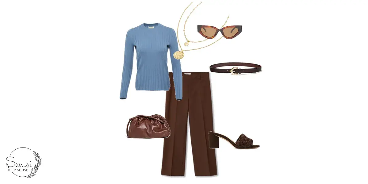 ست کردن رنگ آبی آسمانی و موکا 