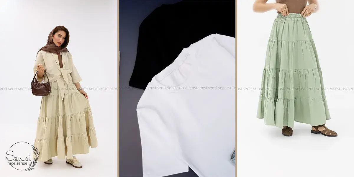  نیم‌تنه آستین‌دار و دامن بلند