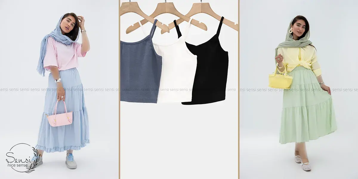 نیم‌تنه جذب با دامن کلوش برای حس دخترانه