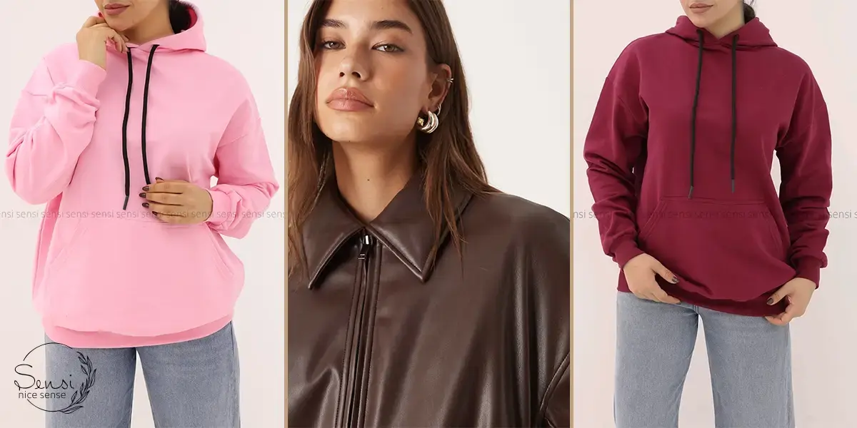  هودی اورسایز با ژاکت چرمی