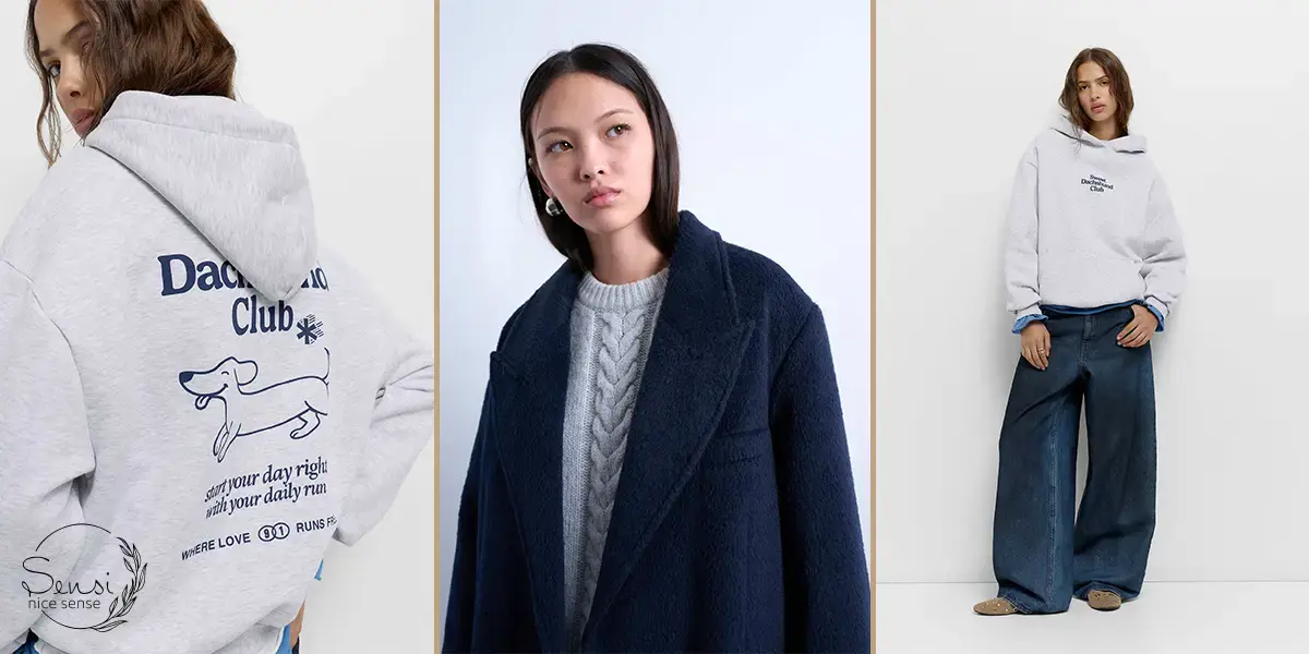 هودی طرحدار با ژاکت ساده