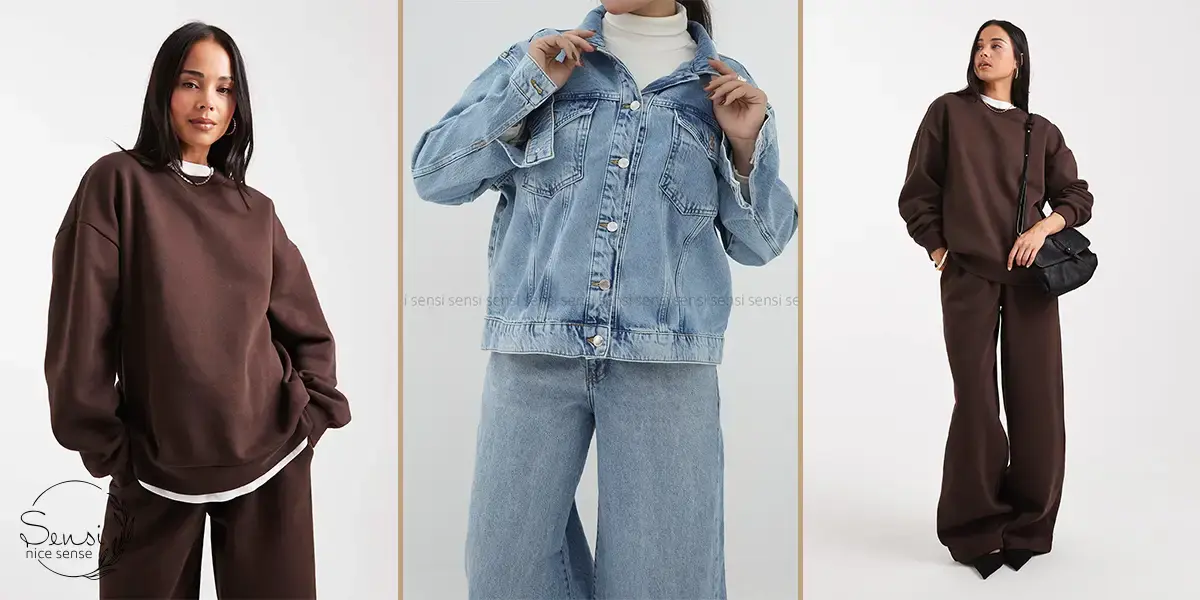  هودی نازک با ژاکت جین کوتاه