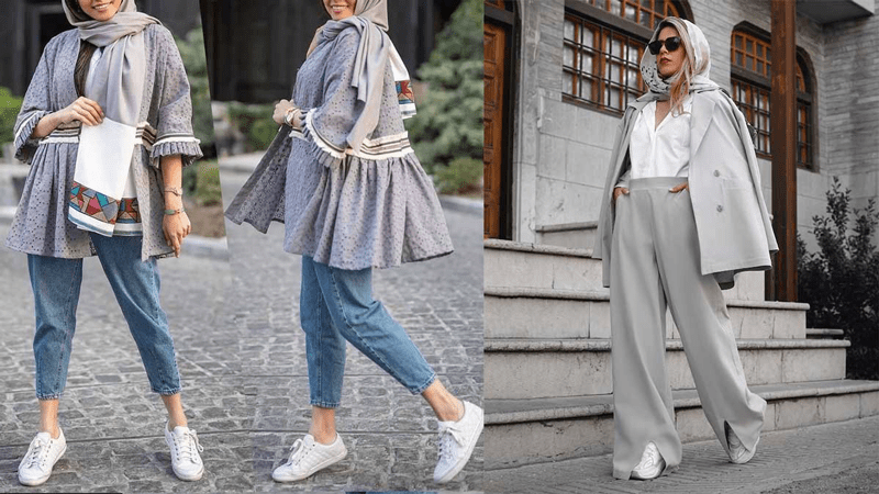 ست کردن رنگ طوسی در لباس زنانه