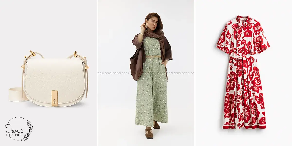 ست تابستانی با سرهمی نخی و کیف کراس‌بادی