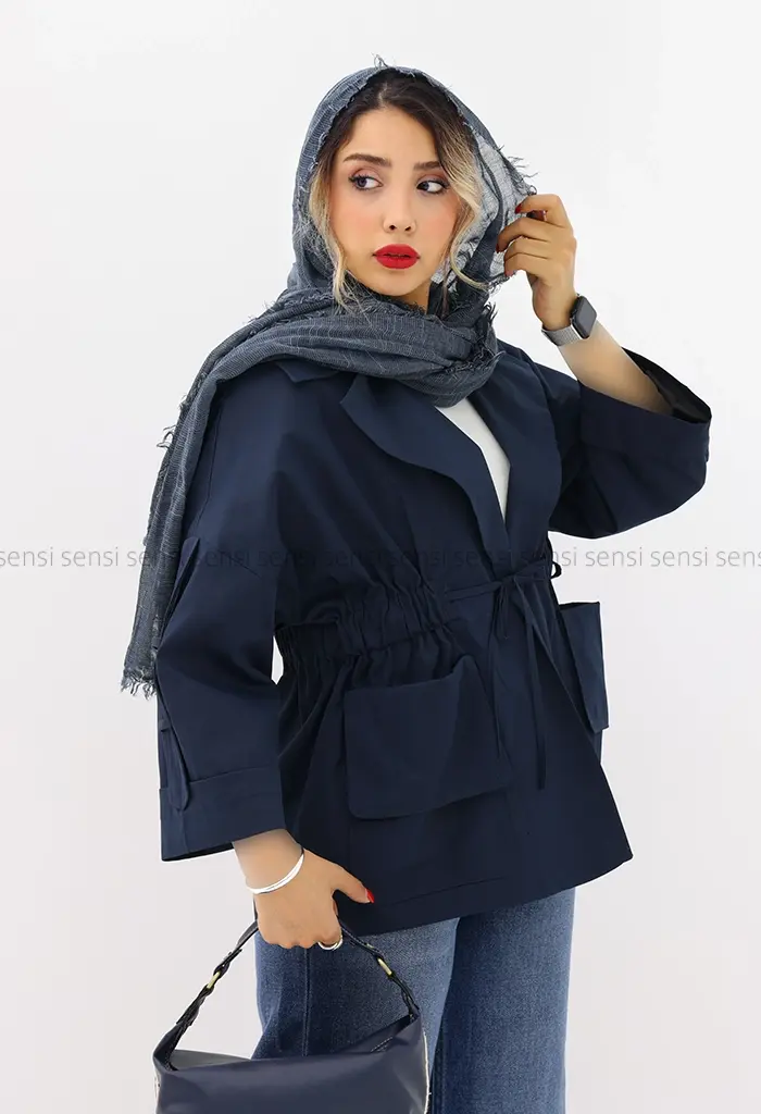 بارانی کمرکش کتان کد1004289