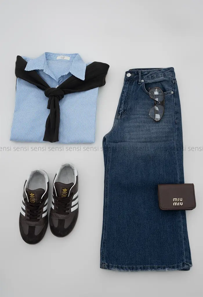 شومیز راه راه ابی کد1004481