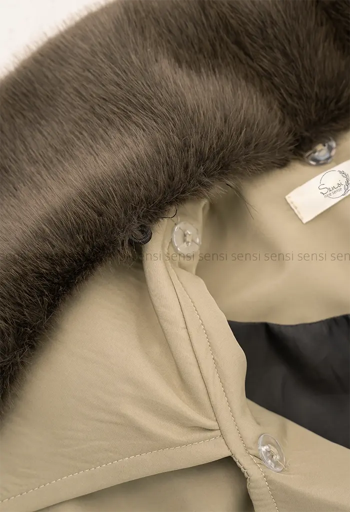 ترنچ کت سانتانا یقه پوست کد1004660