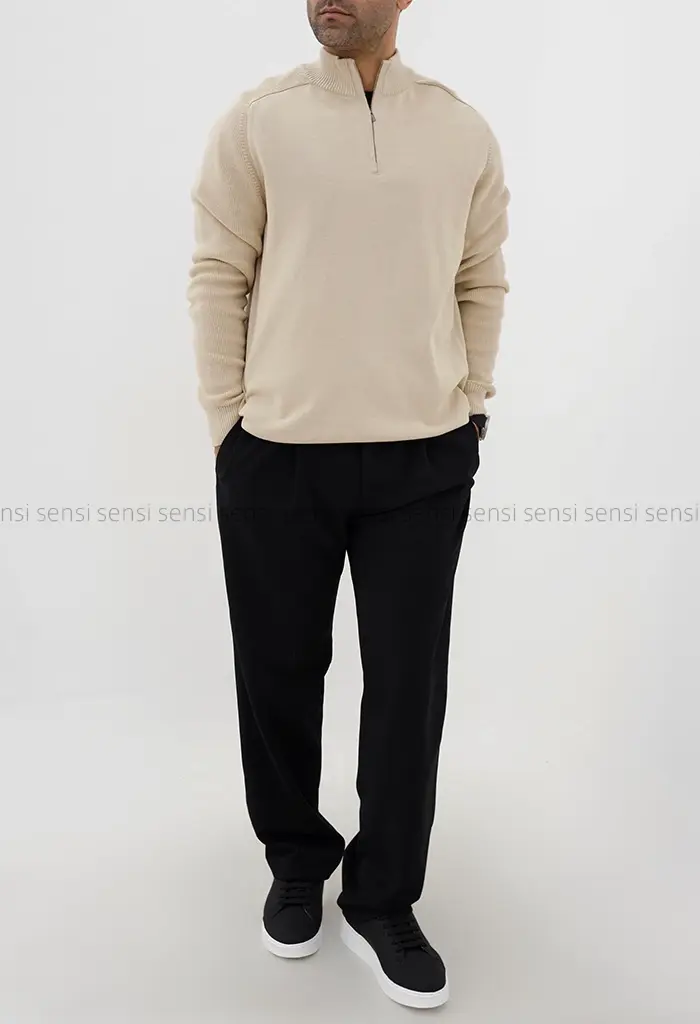 بلوز بافت یقه 5سانت نیم زیپ مردانه کد20000041