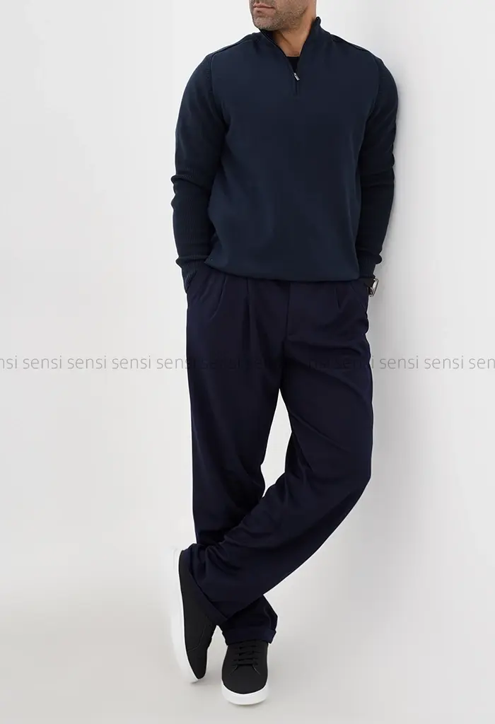 بلوز بافت یقه 5سانت نیم زیپ مردانه کد20000041