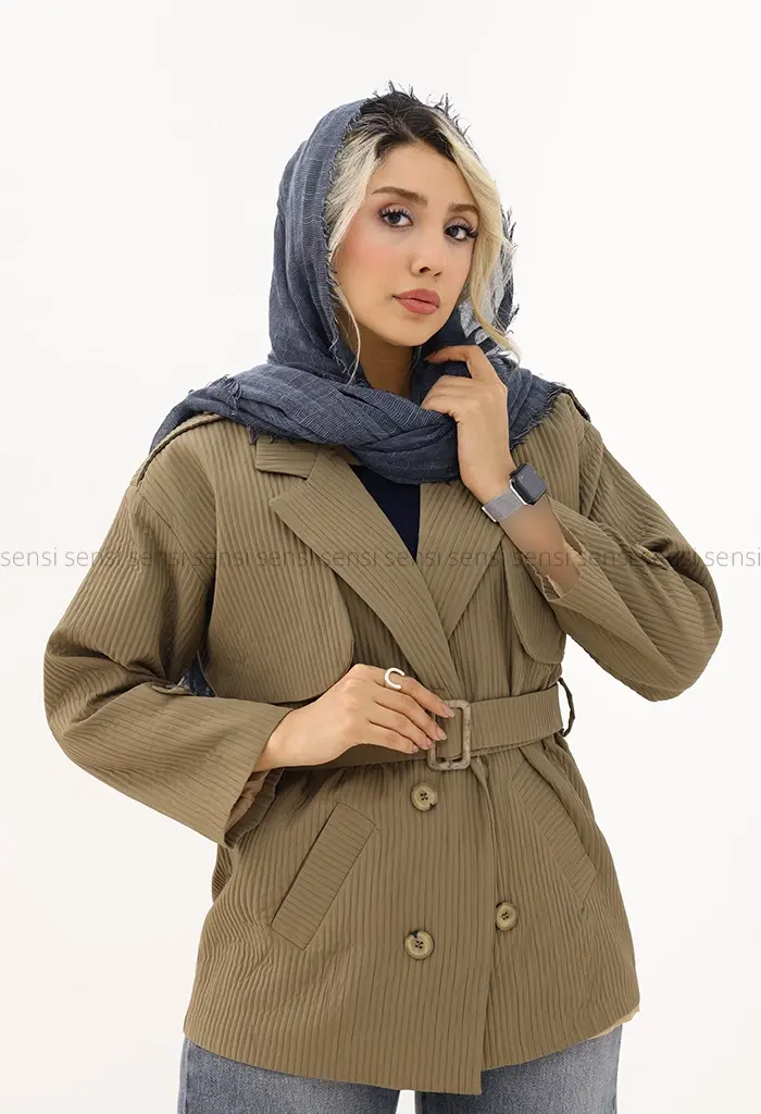 بارانی آستر دار میله ای کد1005041