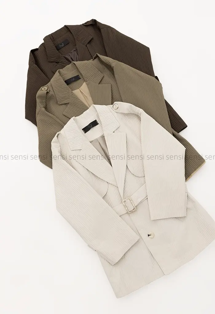 بارانی آستر دار میله ای کد1005041