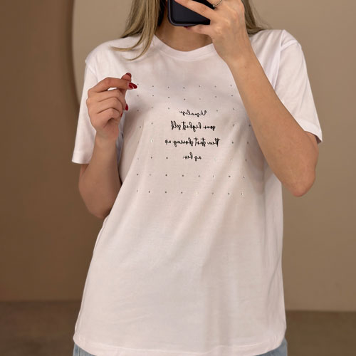 تیشرت زنانه نگینی نوشته طرح دار