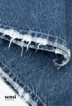 شلوار جین واید لگ زاپ آبی تیره