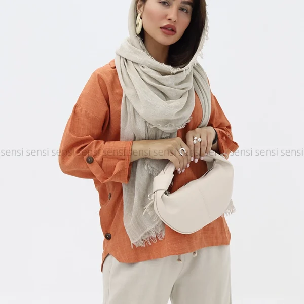 شومیز جلوبسته دکمه چوبی لونا آستین پاگن