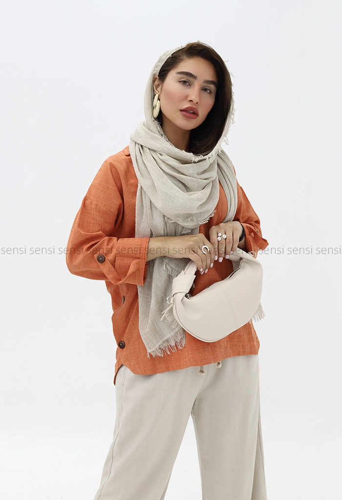 شومیز جلوبسته دکمه چوبی لونا آستین پاگن
