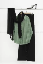 شومیز ساتن برگی کد1002122