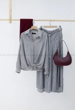 ست شومیزشلوار جلوگره ای کد1002722