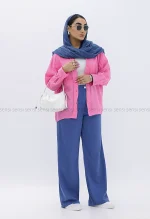 شلوار بگ لینن خارجی ابی کد1002646