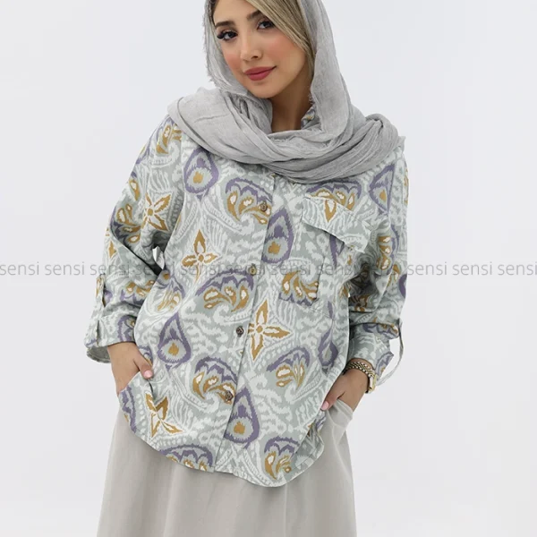 شومیز لینن طرح دارکد1002810