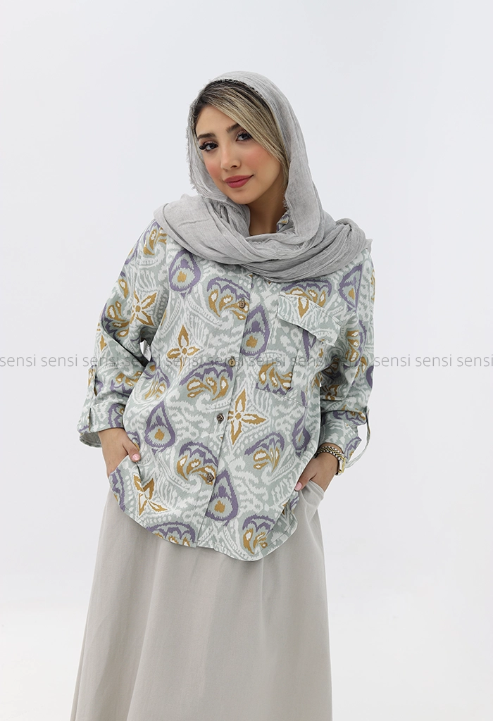 شومیز لینن طرح دارکد1002810