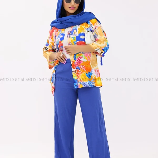 شومیز نخی چاپی طرح دار کد1002689