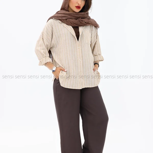 شومیز راه راه لینن کد1002935