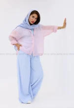 شومیز شیشه ای پشت پاپیونی کد1002874