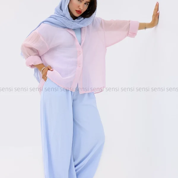 شومیز شیشه ای پشت پاپیونی کد1002874