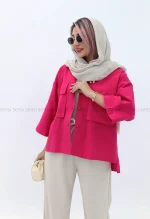 شومیز مانتویی یقه انگلیسی کد1002656