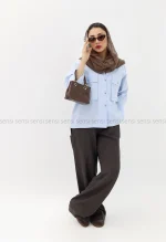 شومیز مانتویی یقه انگلیسی کد1002656