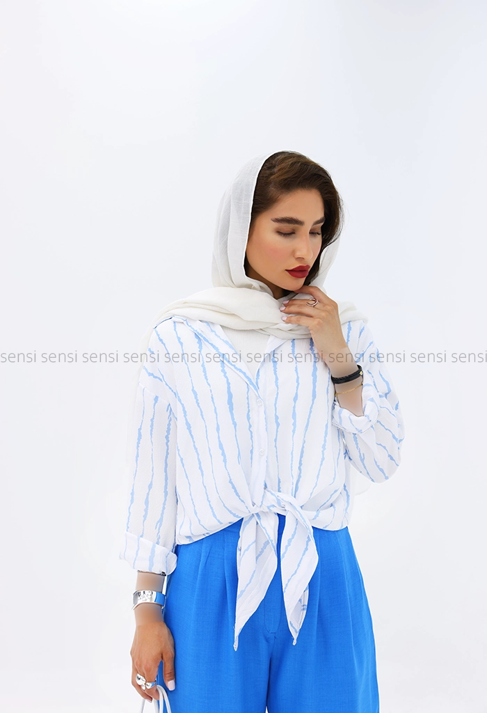 شومیز پری راه راه پفکی کد1002934