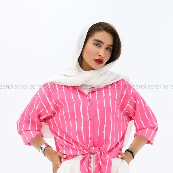 شومیز پری راه راه پفکی کد1002934