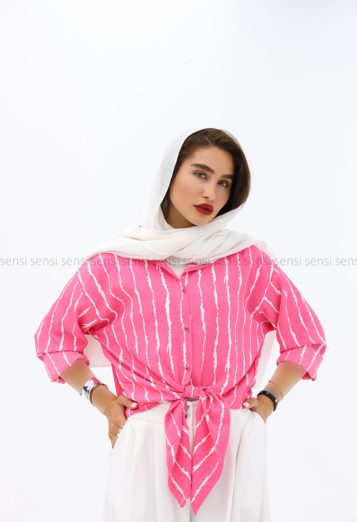 شومیز پری راه راه پفکی کد1002934