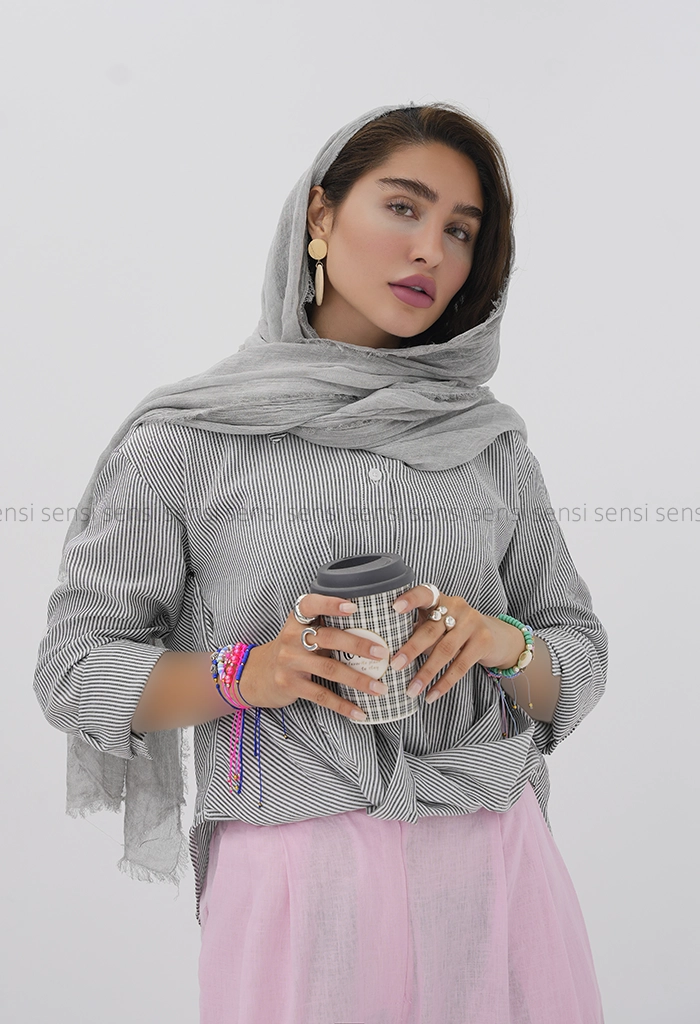 شومیز راه راه جلو پیچ