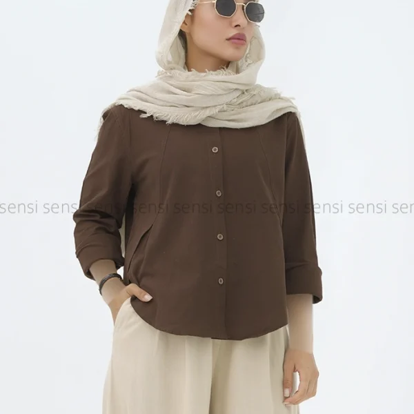 شومیز لینن رنگی کد1002819
