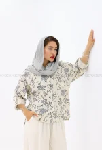 ست شومیز شلوار نچرال طرحدار کد1004068