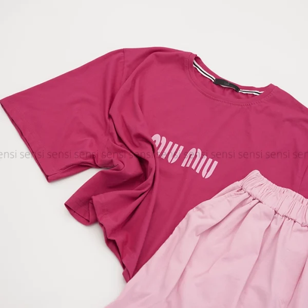ست کراپ شلوارک miu-miuکد1004062