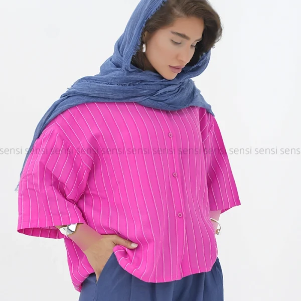 شومیز باکسی راه راه کد1004042
