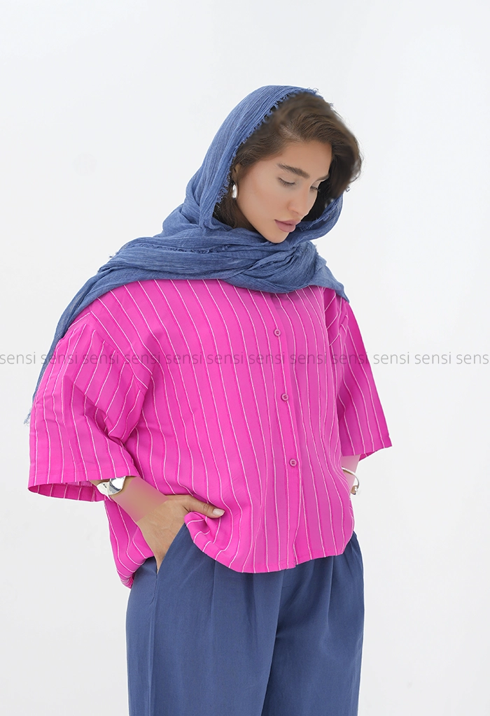 شومیز باکسی راه راه کد1004042