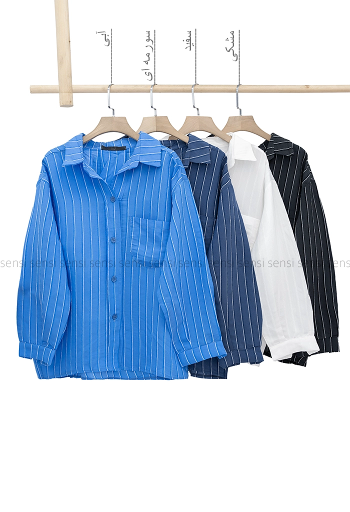شومیز راه راه تک جیب کد1004050