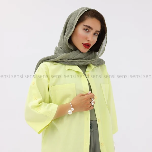 شومیز سرشانه کمه لینن کد1004055