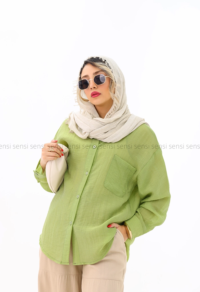 شومیز شیشه ای تک جیب کد1004190