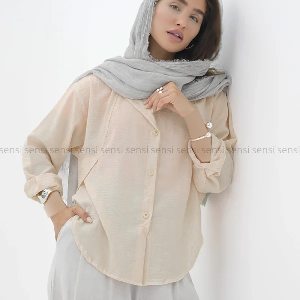 شومیز لینن بغل حلال کد1004036