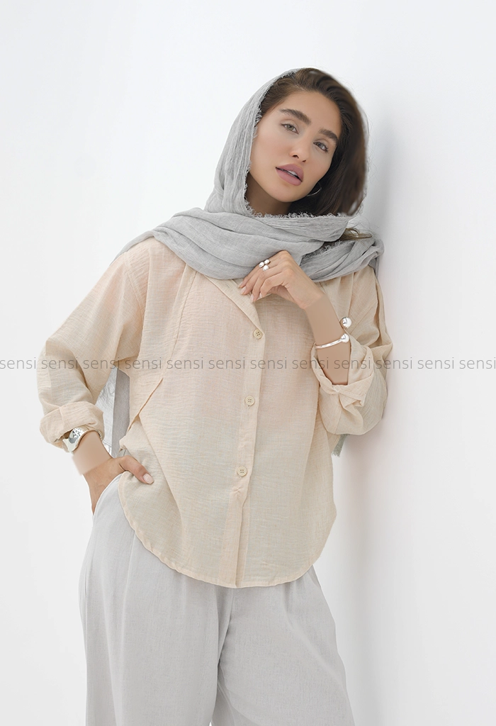 شومیز لینن بغل حلال کد1004036