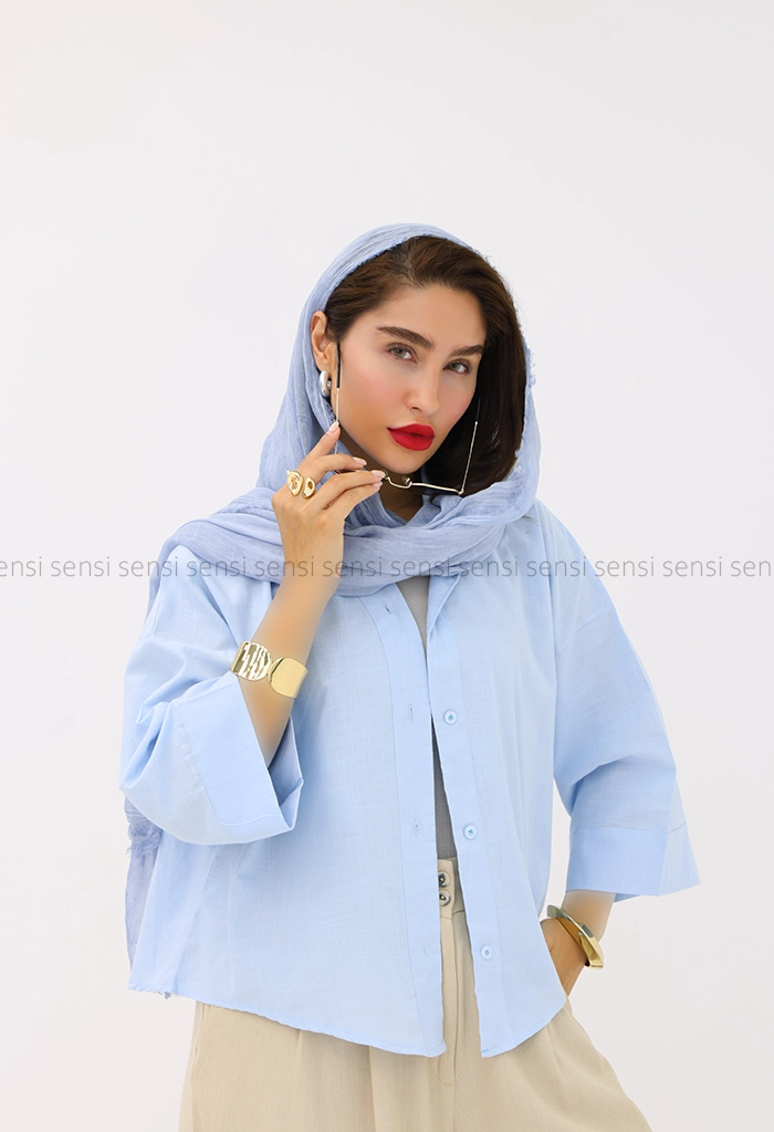 شومیز لینن پایین برش کد1004084
